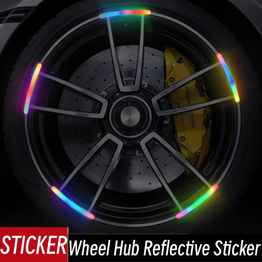 Car Universal Wheel Hub Reflective Stripes Safety Opening Warning Sticker Tape Auto Warning Reflective Tape Exterior Accessorie