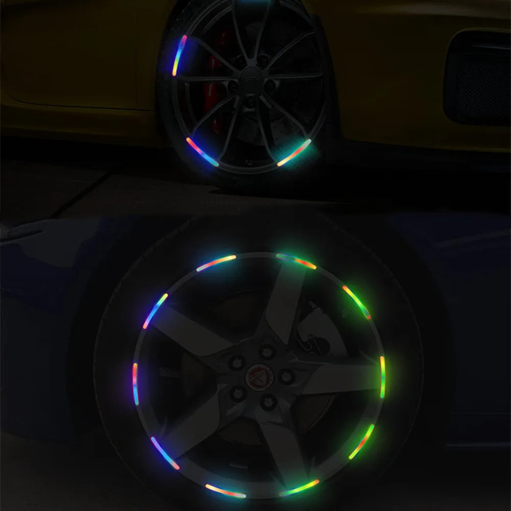 Car Universal Wheel Hub Reflective Stripes Safety Opening Warning Sticker Tape Auto Warning Reflective Tape Exterior Accessorie