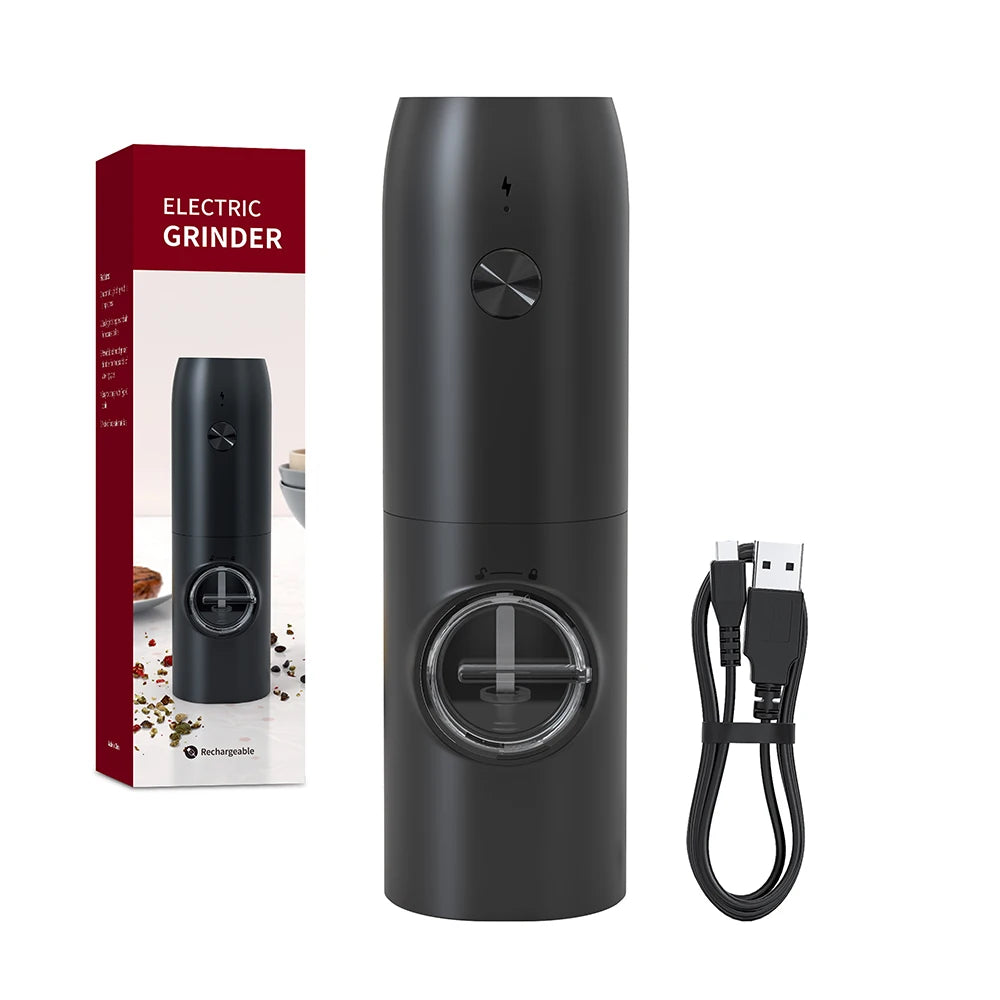 USB rechargeable electric pepper grinder with LED light adjustable thickness salt and pepper grinder kitchen cooking tool