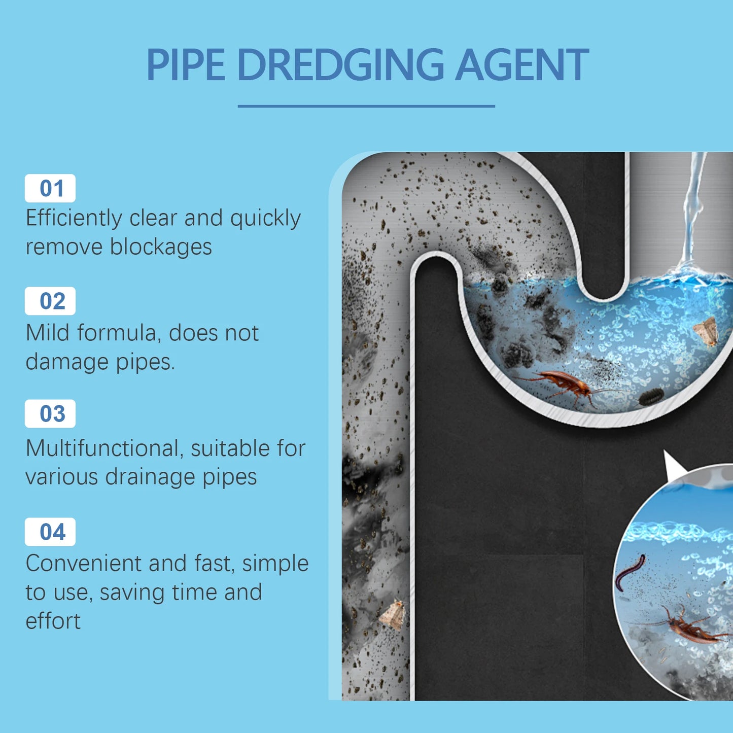Toilet Cleaning Products Drain Cleaner Bathroom Toilet Cleaner Sink Pipes Kitchen Pipe Opener Drains Sewer Bowl Boom Wash Block