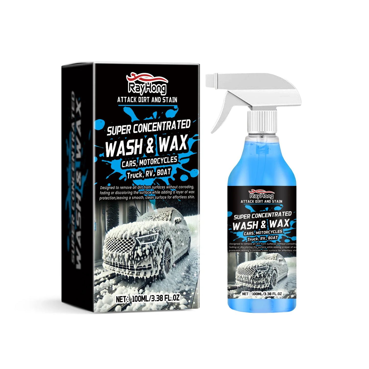 Rayhong 100ml Car Wash Foaming Cleaner Car Paint Care Remove Stain Dirt Polishing Paint Cleaning Motorcycle Auto Washing Liquid