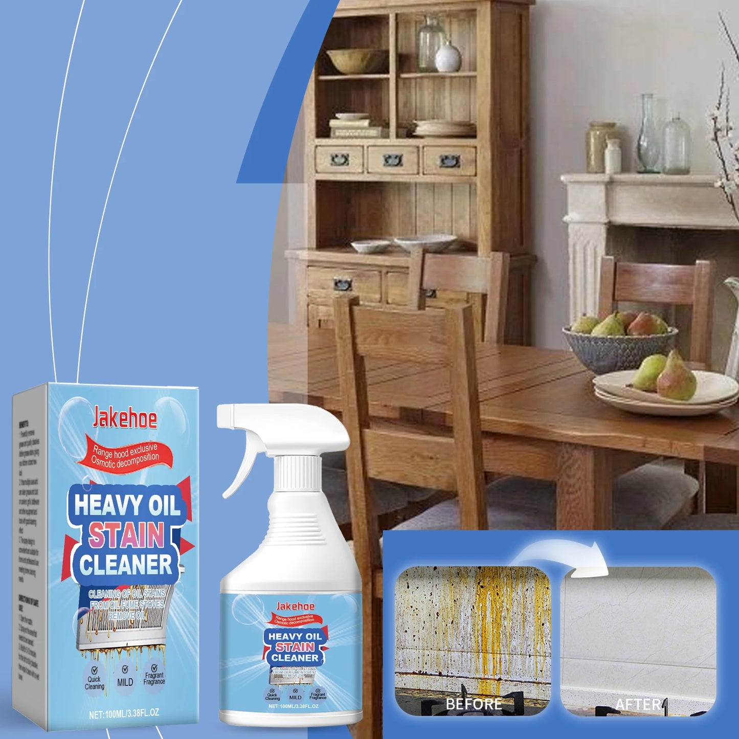 Heavy Oil Cleaner Powerful Kitchen Oil Stain Degreaser Oil Stains Remover Cleaning Grills Ovens Home Cooktop Cleaning Spray