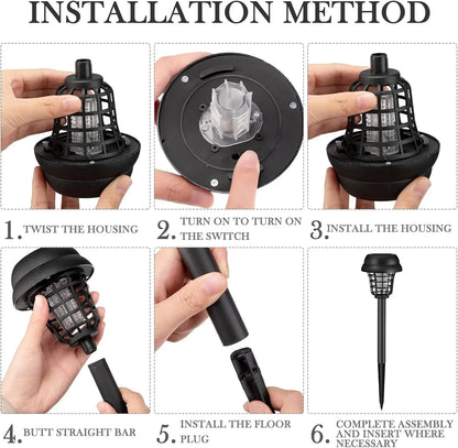 Solar Mosquito Killer With 2 Light Mode Outdoor Waterproof Led Light Bug Zapper Mosquito Trap Lamps For Garden Lawn Camping
