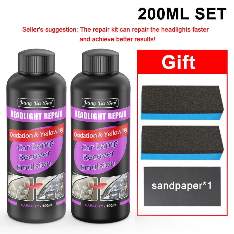 Car Headlight Restoration Polishing Kits Headlamp Scratch Remover Repair Cleaning Paste Remove Oxidation Headlight Polish Liquid