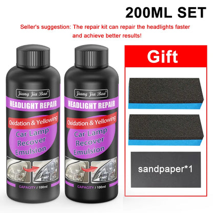 Car Headlight Restoration Polishing Kits Headlamp Scratch Remover Repair Cleaning Paste Remove Oxidation Headlight Polish Liquid