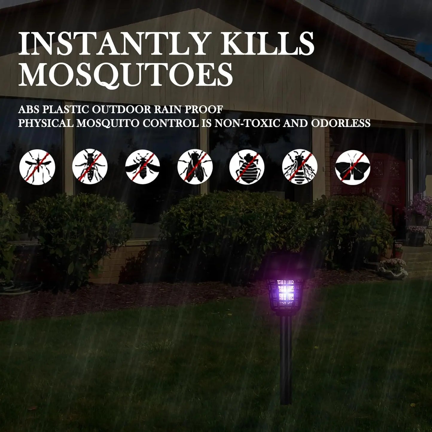 Solar Mosquito Killer With 2 Light Mode Outdoor Waterproof Led Light Bug Zapper Mosquito Trap Lamps For Garden Lawn Camping