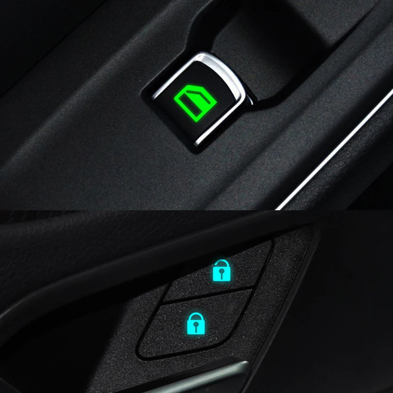Luminous Car Window Button Sticker Door Window Lifter Switch Night Fluorescent Decals Car Interior Decoration Auto Accessories