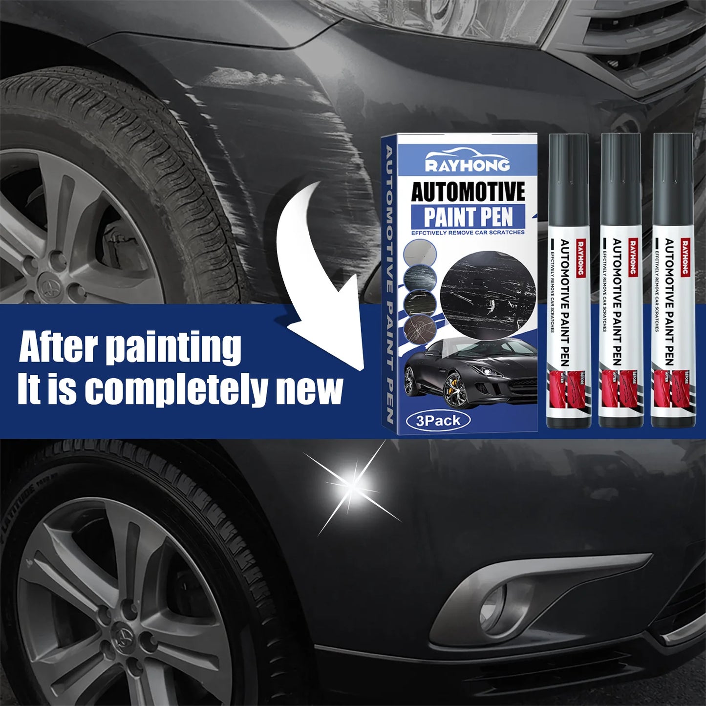 Rayhong  White/Black Car Remover Scratch Repair Paint Pen Touch Up Pen Repair Maintenance Paint Care Automobile Accessories