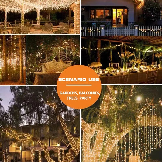 7M/22M/8Modes Outdoor Solar Fairy Lights LED Copper Wire Lights Xmas Lights Waterproof Garden Decoration