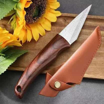 Wooden Handle Grafting Knife with Leather Shell, Suitable for Garden Grafting/unpacking, Etc. Solid Wood Handle Garden Hand Tool