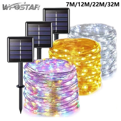 7M/22M/8Modes Outdoor Solar Fairy Lights LED Copper Wire Lights Xmas Lights Waterproof Garden Decoration