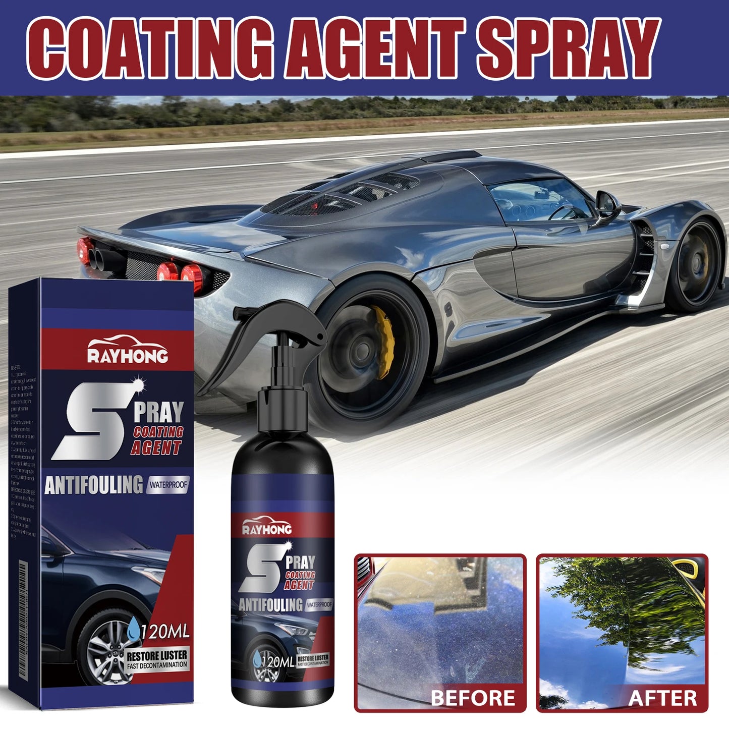 Rayhong Automobile Coating Spray Curing Paint Decontamination, Blackening and Brightening Automobile Coating Nano Coating Spray