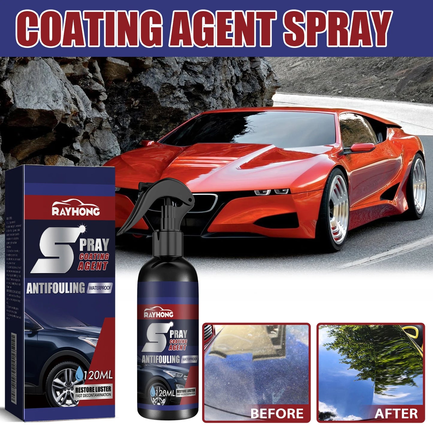 Rayhong Automobile Coating Spray Curing Paint Decontamination, Blackening and Brightening Automobile Coating Nano Coating Spray
