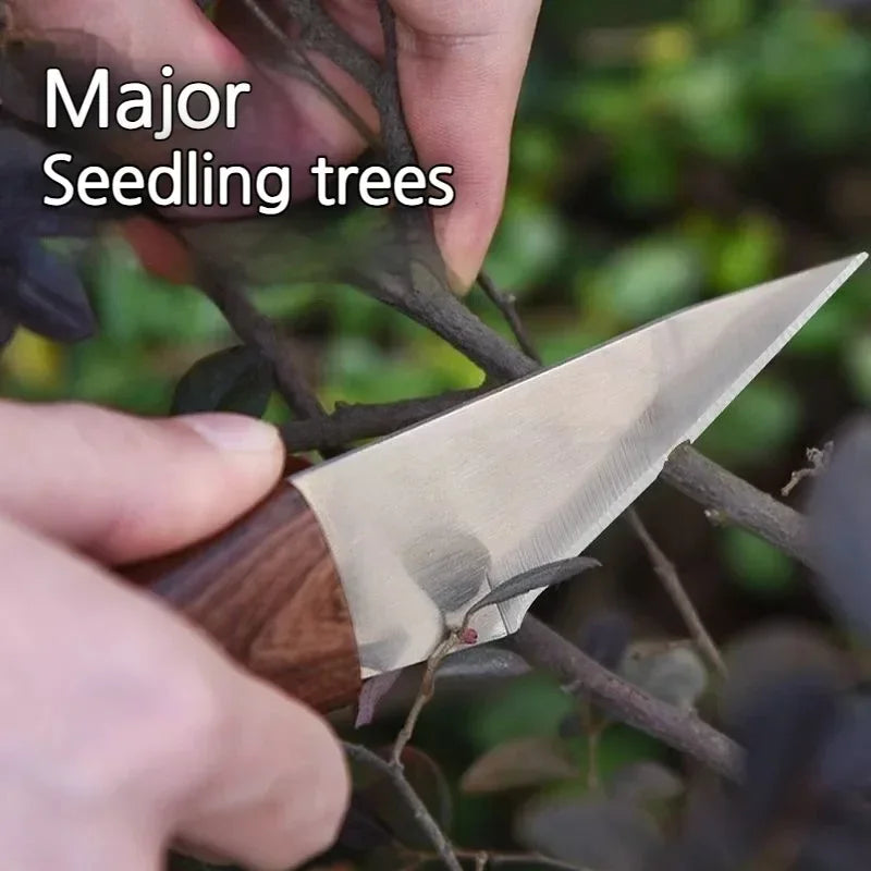 Wooden Handle Grafting Knife with Leather Shell, Suitable for Garden Grafting/unpacking, Etc. Solid Wood Handle Garden Hand Tool