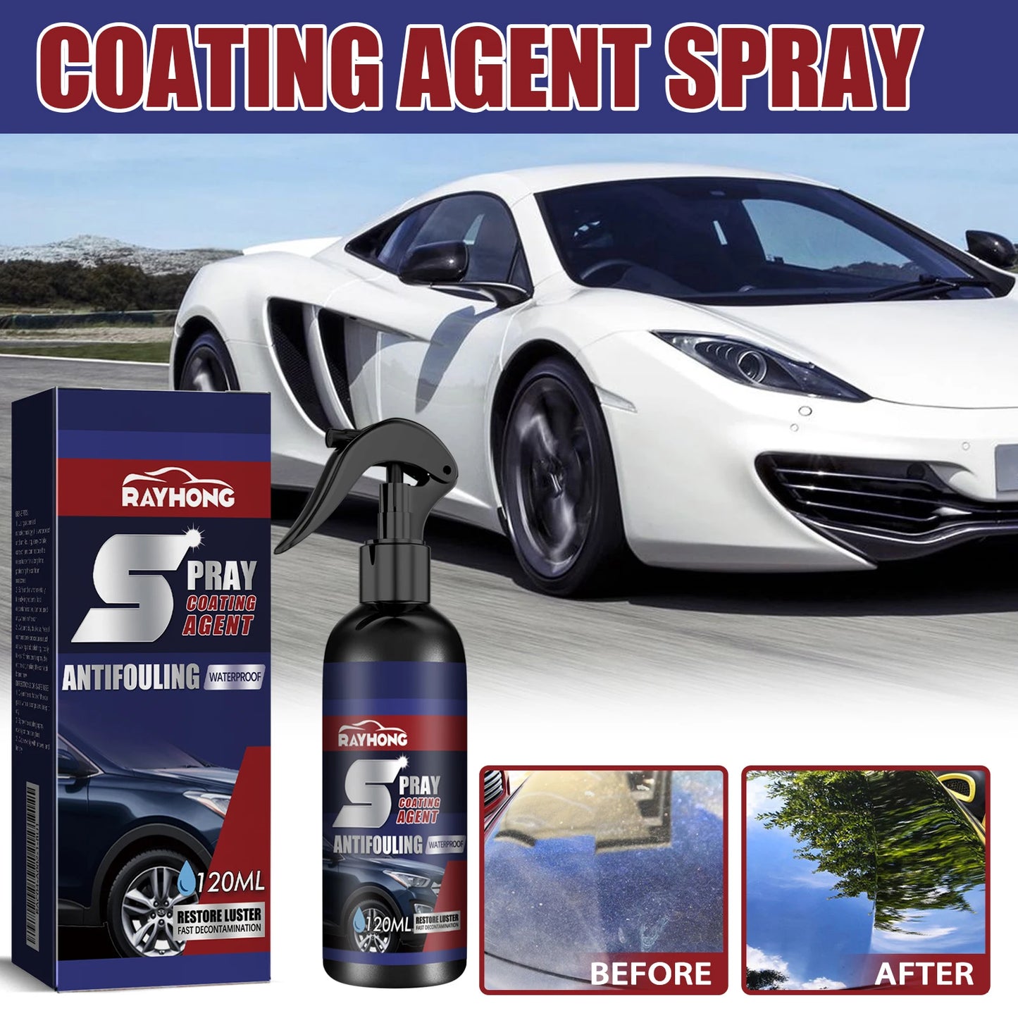 Rayhong Automobile Coating Spray Curing Paint Decontamination, Blackening and Brightening Automobile Coating Nano Coating Spray