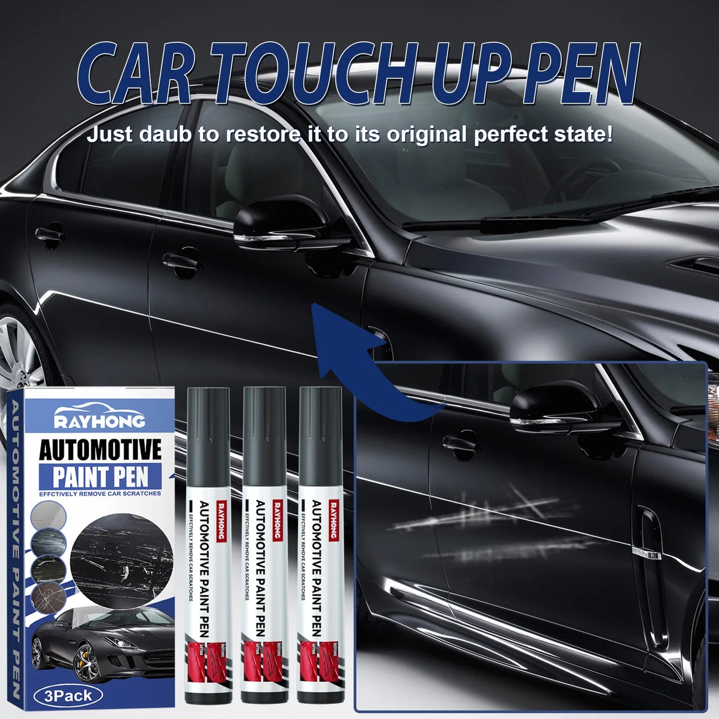 Rayhong  White/Black Car Remover Scratch Repair Paint Pen Touch Up Pen Repair Maintenance Paint Care Automobile Accessories
