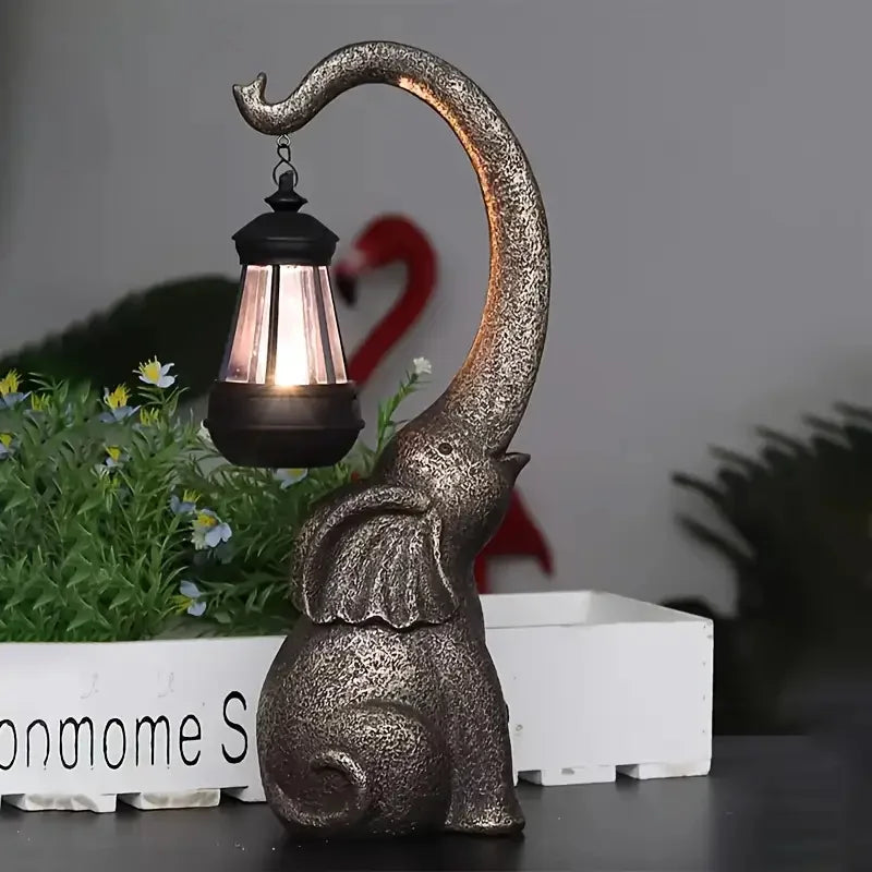 1 Pack Elephant-Shaped LED Solar Lights Garden Resin Crafts Ideal for Patio Decor Used For garden，yard，pool，Lawn