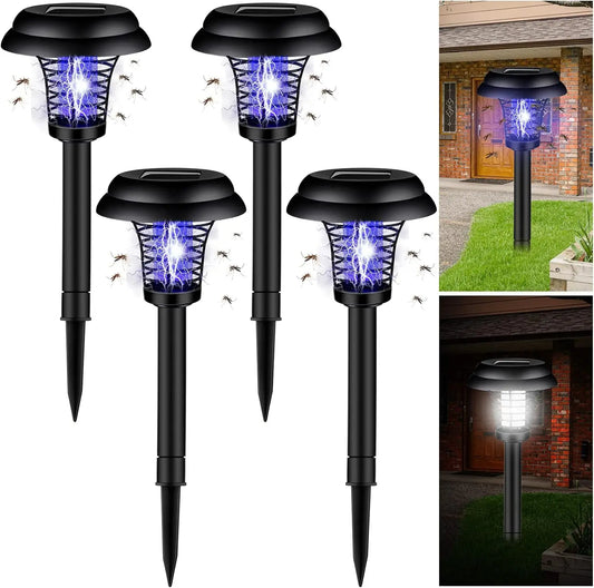 Solar Mosquito Killer With 2 Light Mode Outdoor Waterproof Led Light Bug Zapper Mosquito Trap Lamps For Garden Lawn Camping