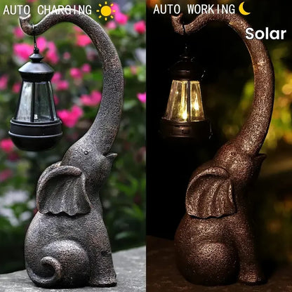 1 Pack Elephant-Shaped LED Solar Lights Garden Resin Crafts Ideal for Patio Decor Used For garden，yard，pool，Lawn